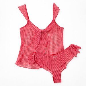 Vintage Y2K Victoria's Secret Candy Stripe Cami & Flutter Panty/Panties Set M